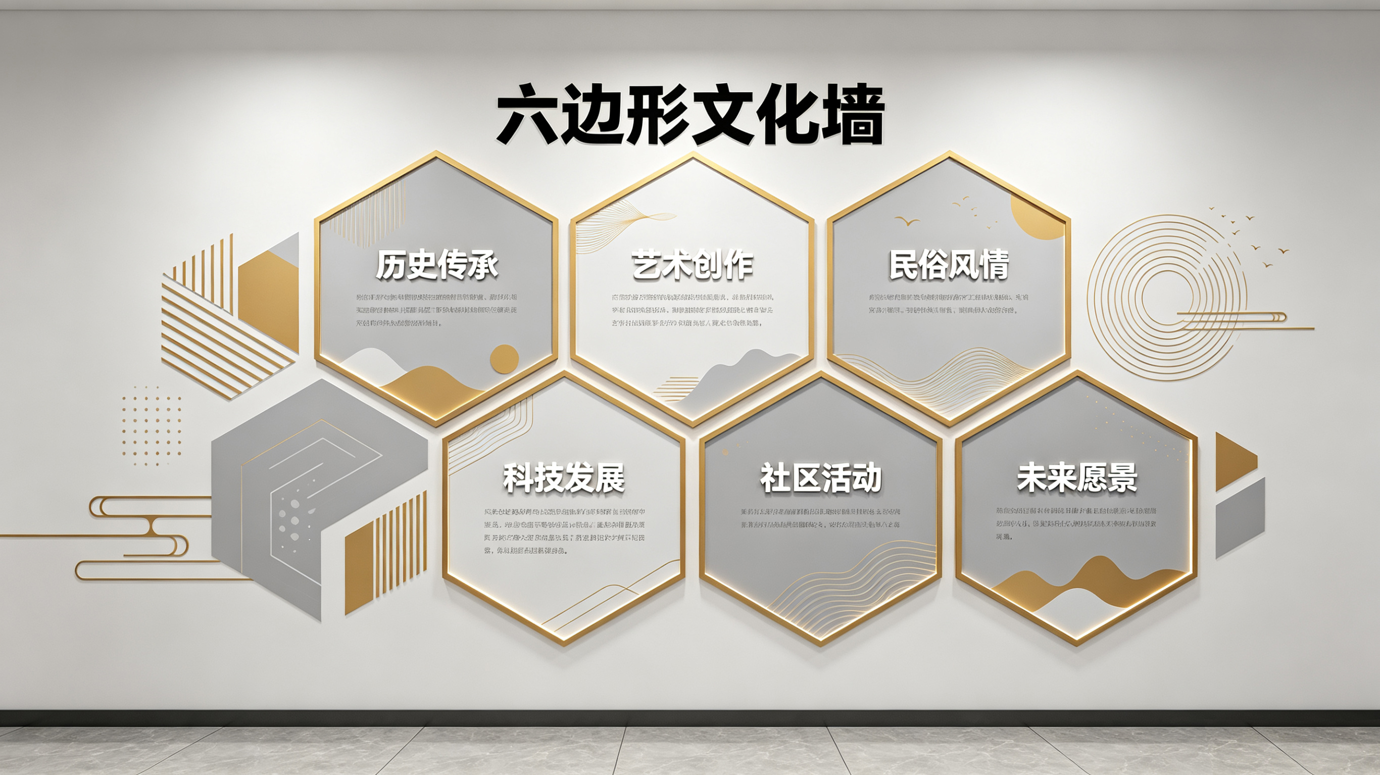 长武企业文化墙 | 六边形信息美学